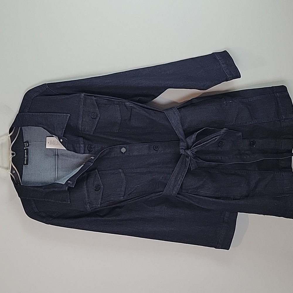 Susan Graver Jean Belted Trench Jean Jacket 3XP